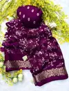 Tew Crepe Silk Printed Jacquard Viewing Saree